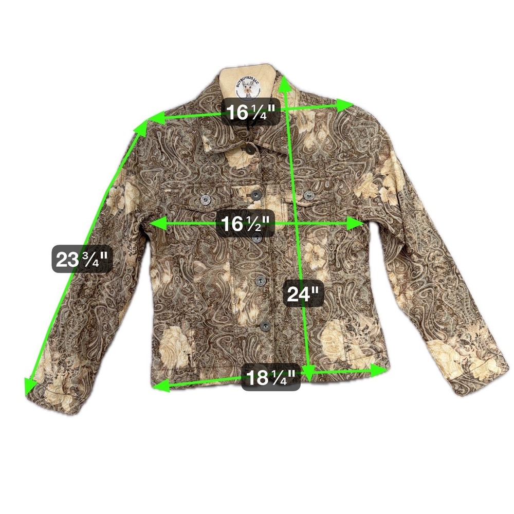 Analogy Petite Cropped Paisley Jacquard Jacket Neutral Brown Stretch - Picture 7 of 9